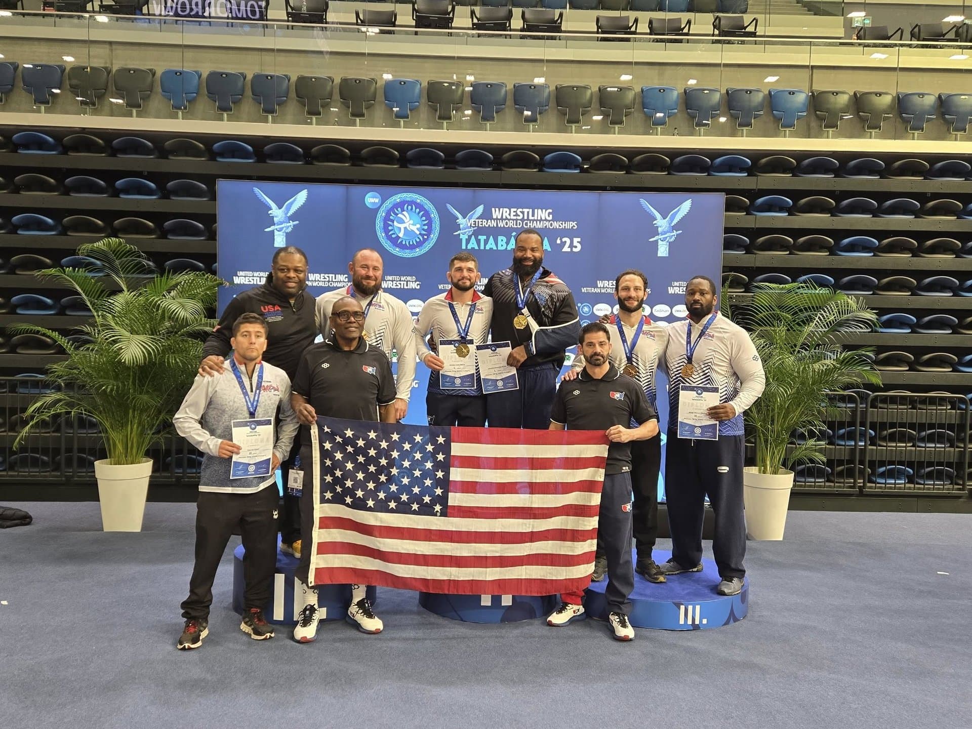 Team USA Veteran medalists at the 2025 Veteran World Championships in Tatabánya