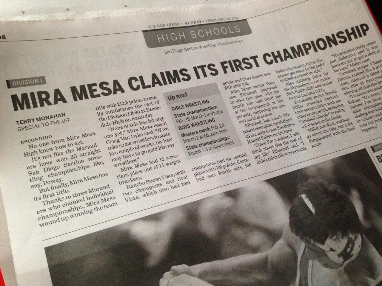 Mira Mesa claims its first CIF championship — 2014 U-T San Diego front page